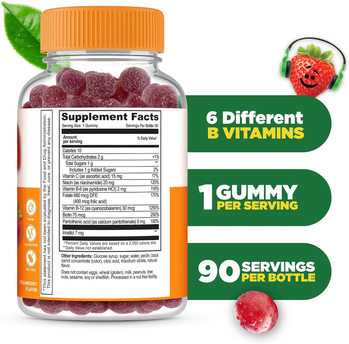 Lifeable Vitamin B Complex for Kids with Vitamin C – Vegan B Complex Gummies – Energy and Nerve Support – 90 Gummies - görsel 2