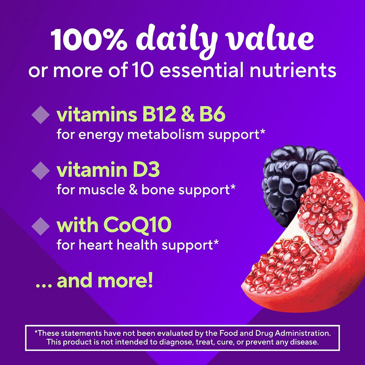 Vitafusion Power+ Men's Multivitamin with CoQ10, Blueberry Pomegranate, 90 Gummies - görsel 4