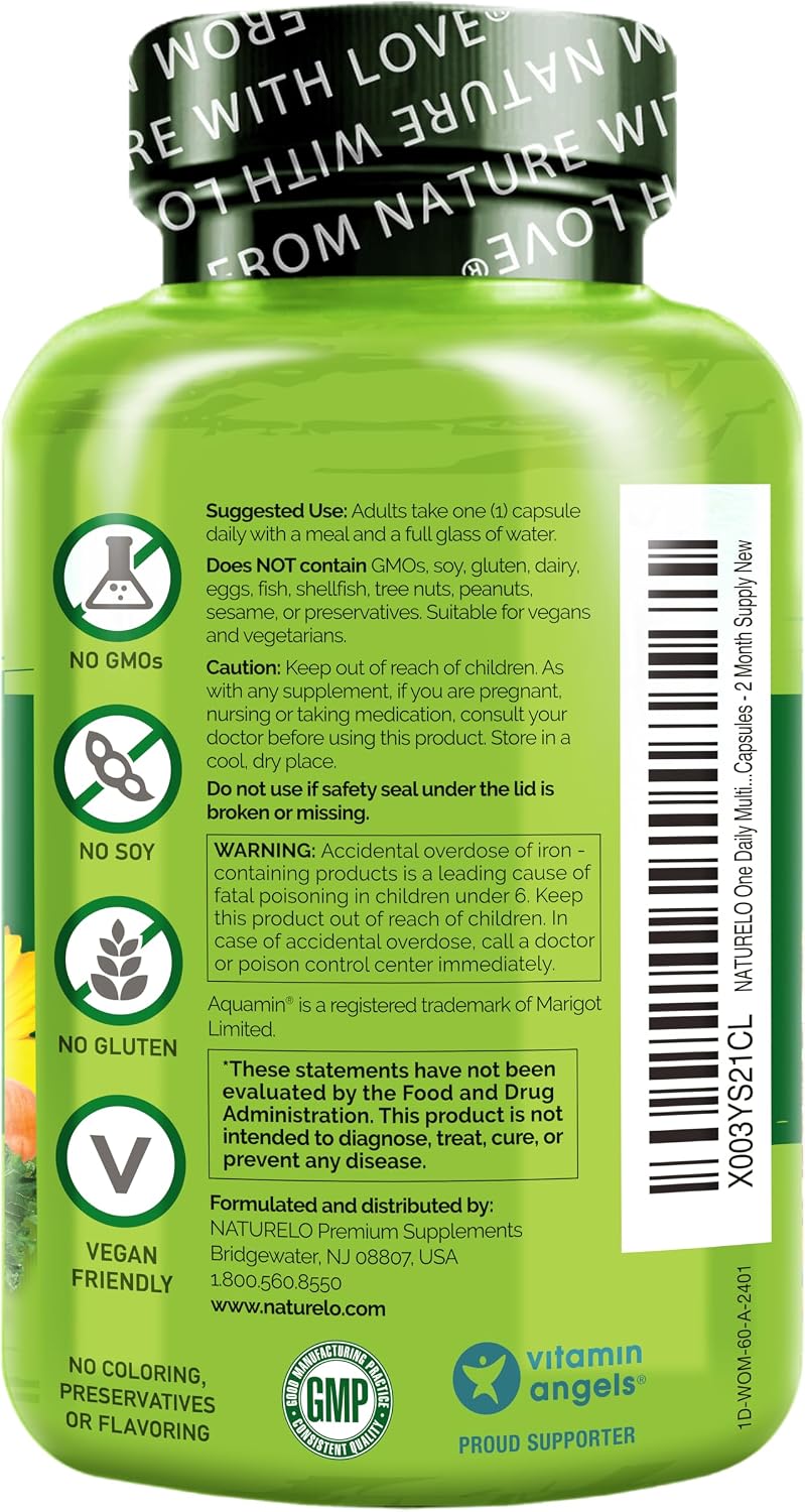 NATURELO One Daily Multivitamin for Women - Plant-Based Energy Support, 60 Capsules - görsel 8