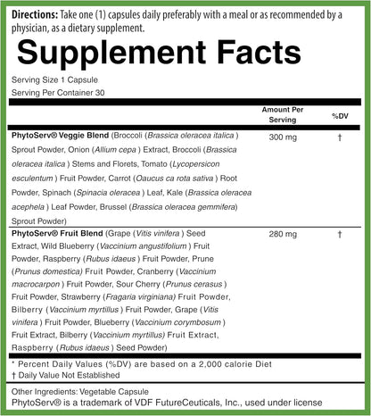 PURE Greens & Reds Capsules - PhytoServ Superfood Blend