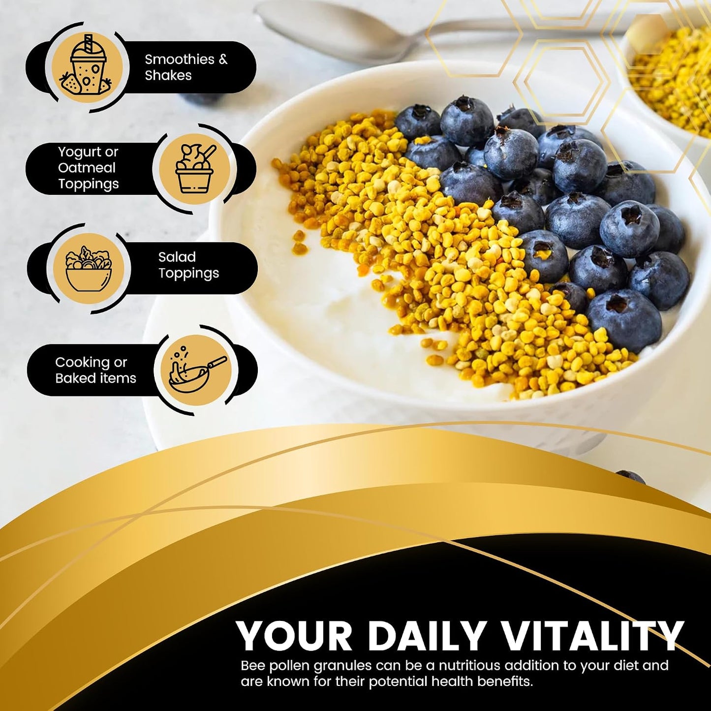 WellnessLabsRX Bee Pollen Granules - Third-Party Tested, 454 g - Keto-Friendly Superfood Supplement - görsel 6