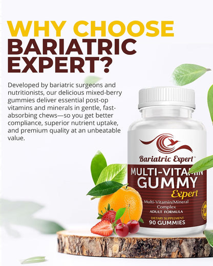Bariatric Expert Multivitamin Gummies – Fast-Melting Food Supplement for Post-Gastric Sleeve and Bypass – 90 Count