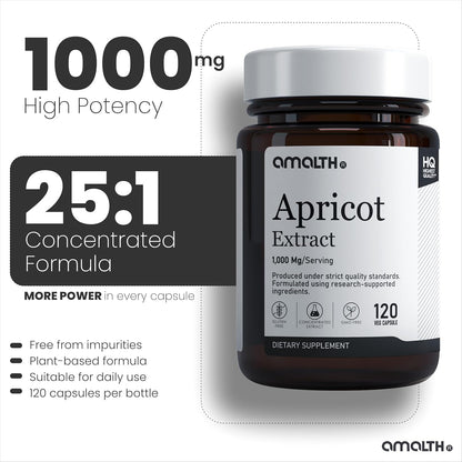 AMALTH Apricot Extract Supplement Capsules (25:1) - 120 Vegetarian Capsules
