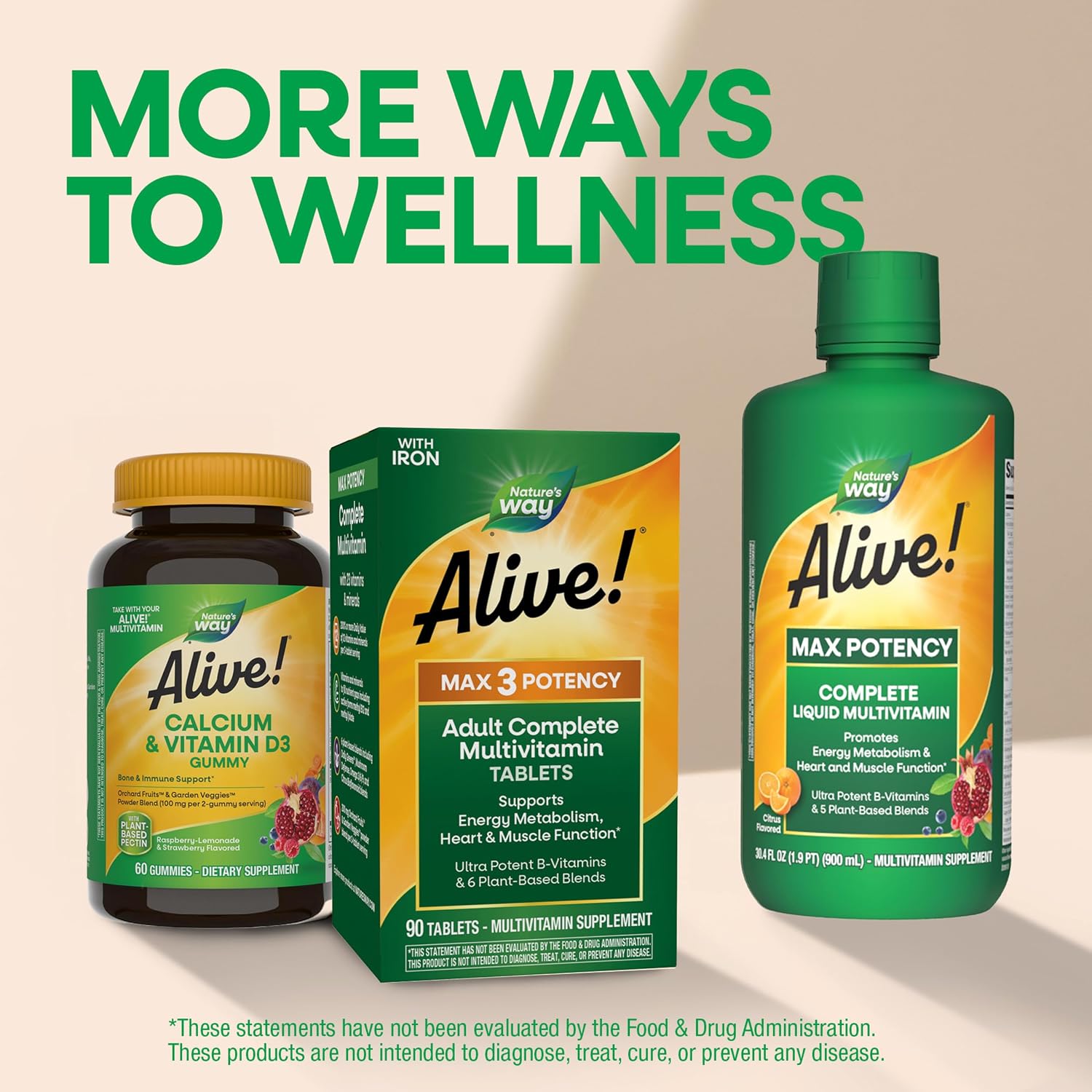 Nature's Way Alive! Max3 Potency Daily Multivitamin with Iron - High Potency for Energy and Immune Support, 90 Tablets - görsel 8