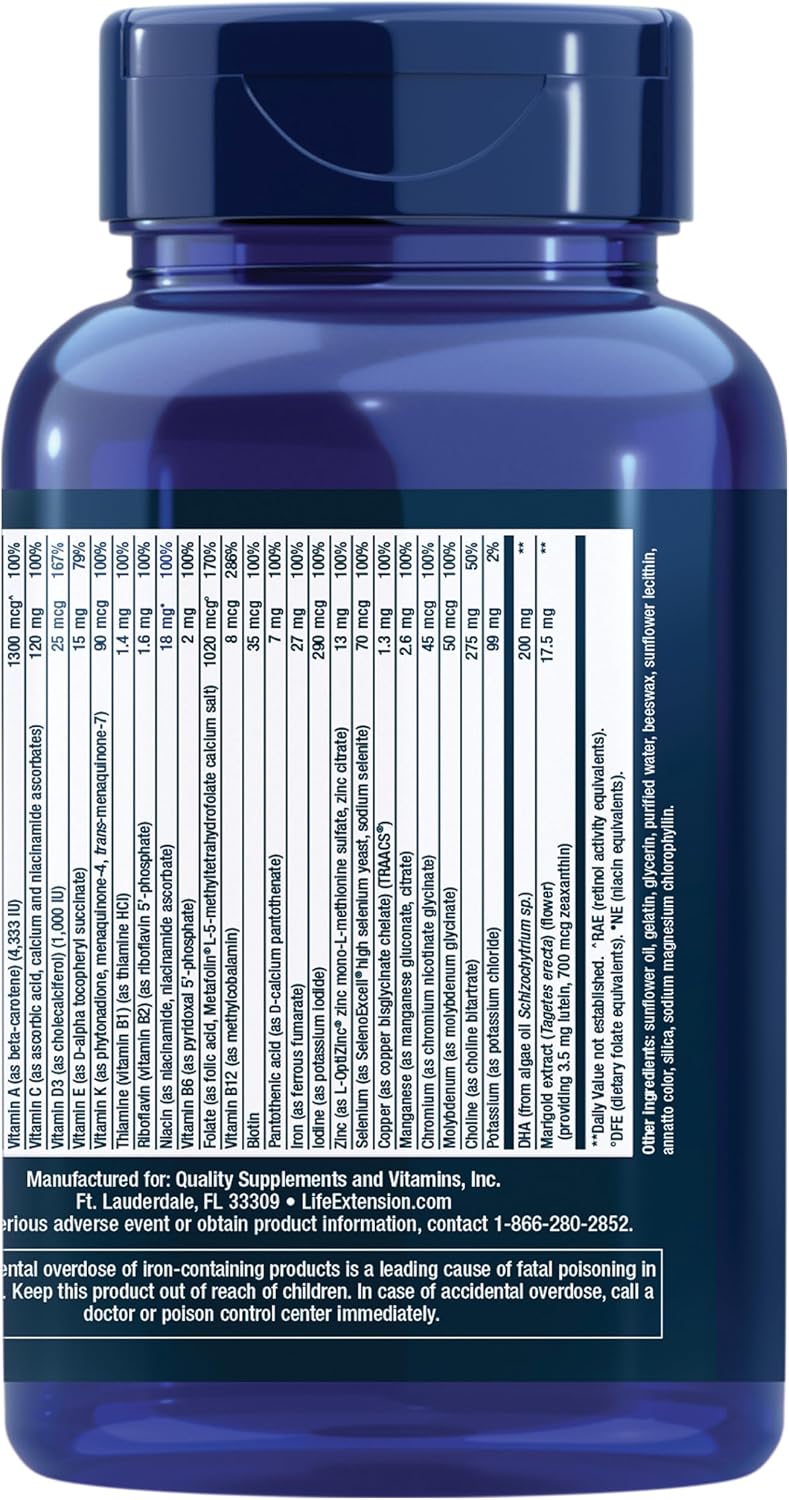 Life Extension Prenatal Advantage - Women's Multivitamin with Bioactive Folate, Choline, DHA, and Essential Nutrients - 120 Softgels - görsel 3