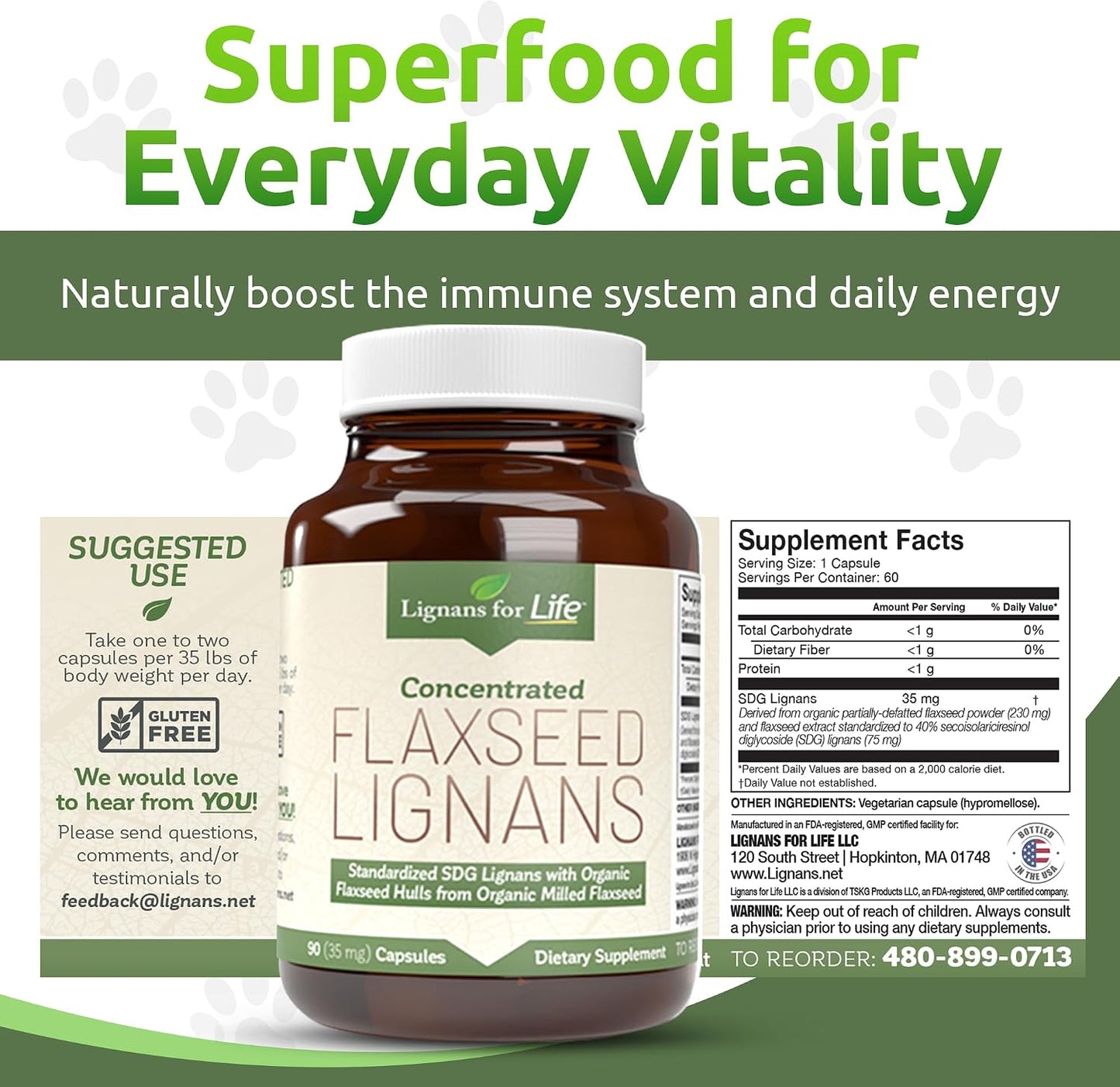 Flaxseed Lignans for Dogs & People - SDG 35mg, 90 Capsules - görsel 4