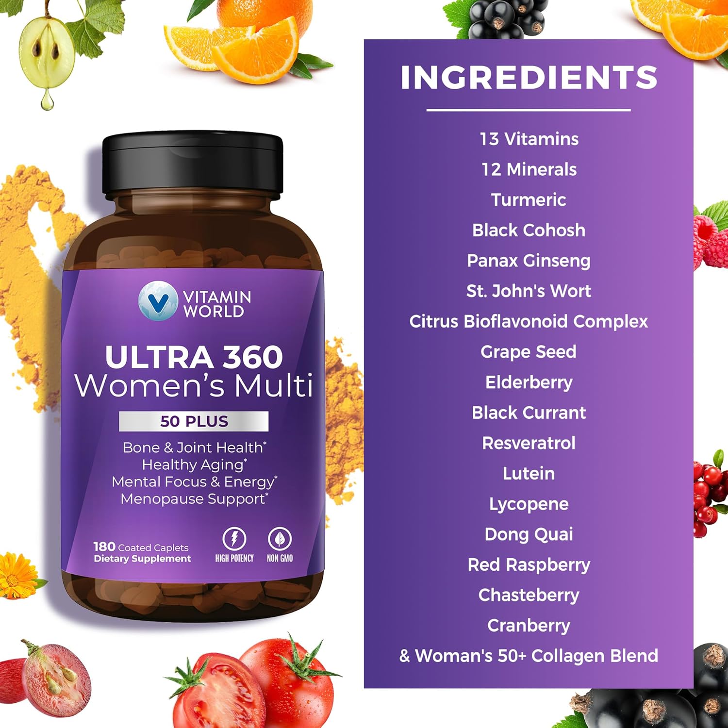 Vitamin World Ultra 360 Multivitamin for Women 50 Plus - 180 Caplets - görsel 5