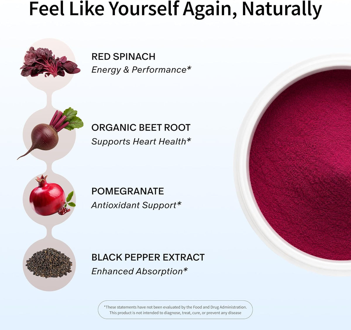 Snap Supplements Organic Beetroot Powder Nitric Oxide Supplement with Pomegranate & Red Spinach, Mixed Berry, 30 Servings - görsel 3