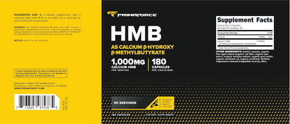 Primaforce HMB (Beta-Hydroxy Beta-Methylbutyrate) 1000mg, 180 Capsules
