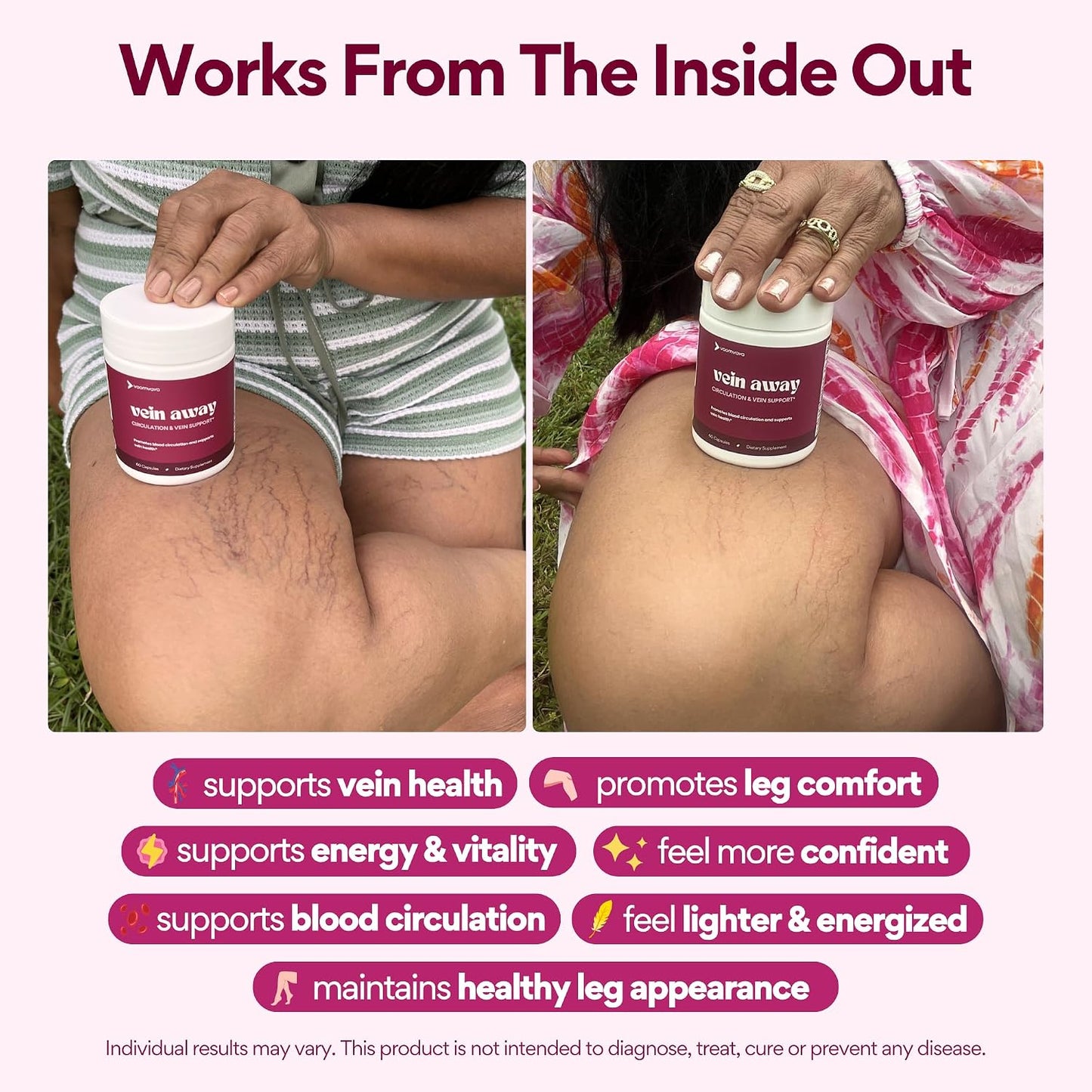VoomVaya Vein Away – Blood Circulation & Vein Support for Women 35+ | with Diosmin & Hesperidin | 60 Capsules - görsel 3