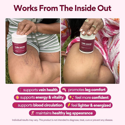VoomVaya Vein Away – Blood Circulation & Vein Support for Women 35+ | with Diosmin & Hesperidin | 60 Capsules
