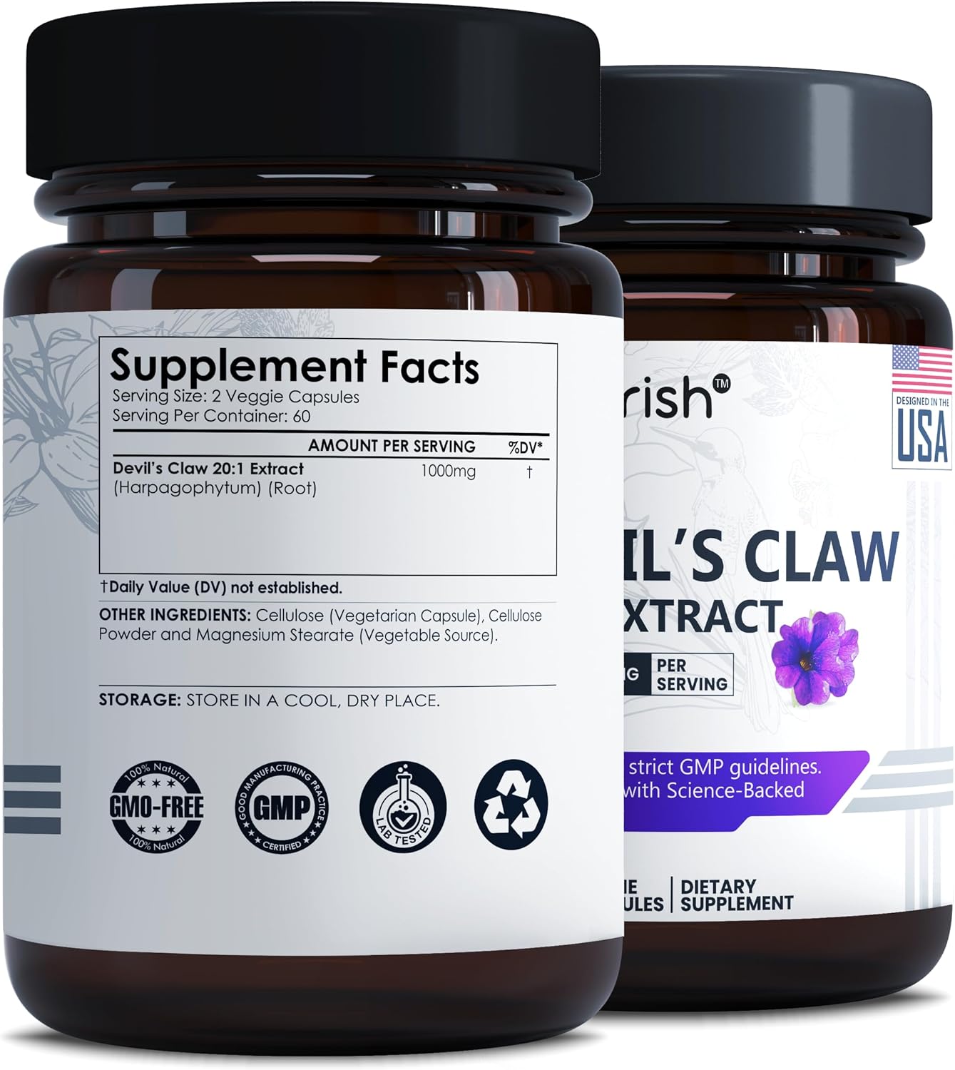 Devil's Claw Capsules 1000mg | 20:1 Root Extract | 120 Capsules | Vegan Non-GMO - görsel 2