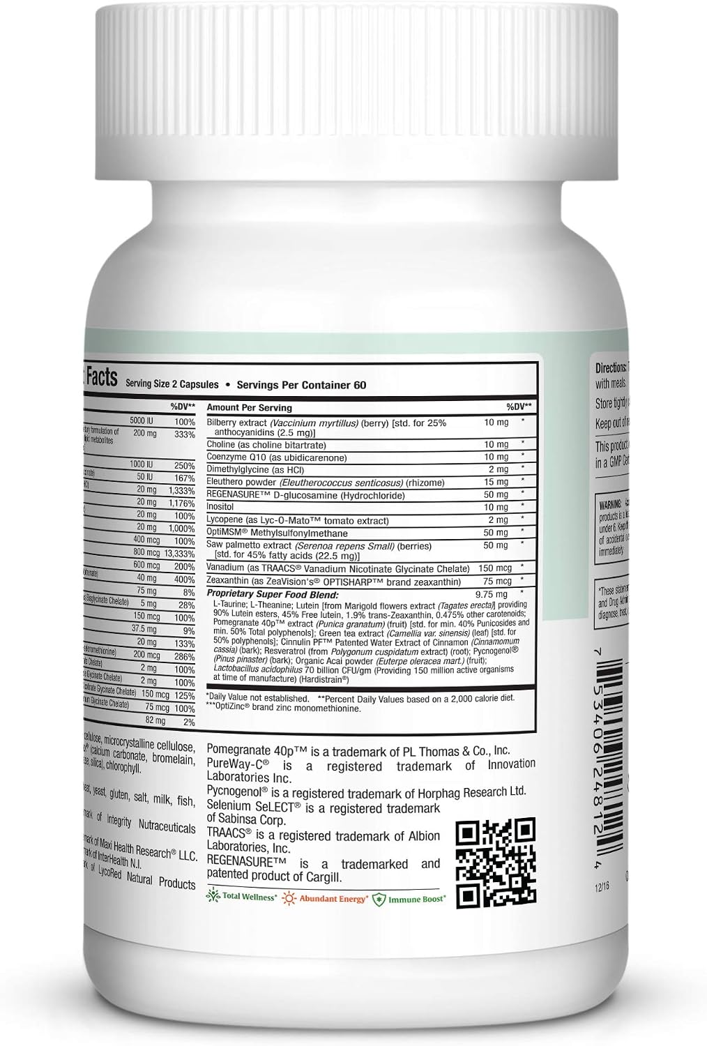 Maxi Health Multivitamin 50 Plus - Daily Multivitamin for Women Over 50 with Vitamin B12, D, Zinc, Magnesium & More - Energy, Immune & Heart Support - Non-GMO (120 Tablets) - görsel 3