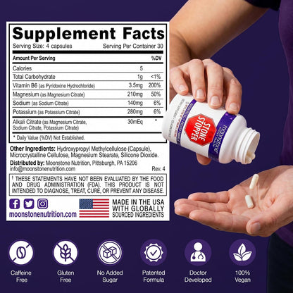 Stone Stopper Capsules, Kidney Stone Prevention, Calcium Oxalate Protector, Alkali Citrate Support Supplement, Developed by Urologists to Support Kidney Health, 60 Day Supply (240 Count)