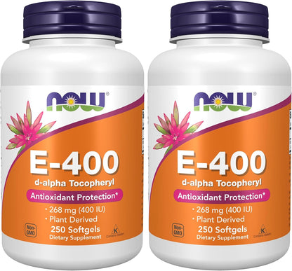 NOW Foods Vitamin E-400 IU D-Alpha Tocopheryl, 250 Softgels