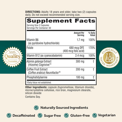 NEURIVA Ultra Brain Supplements for Memory and Focus with Phosphatidylserine, Neurofactor, Cognivive, Folic Acid, Vitamin B12 and Vitamin B6, 60 Capsules