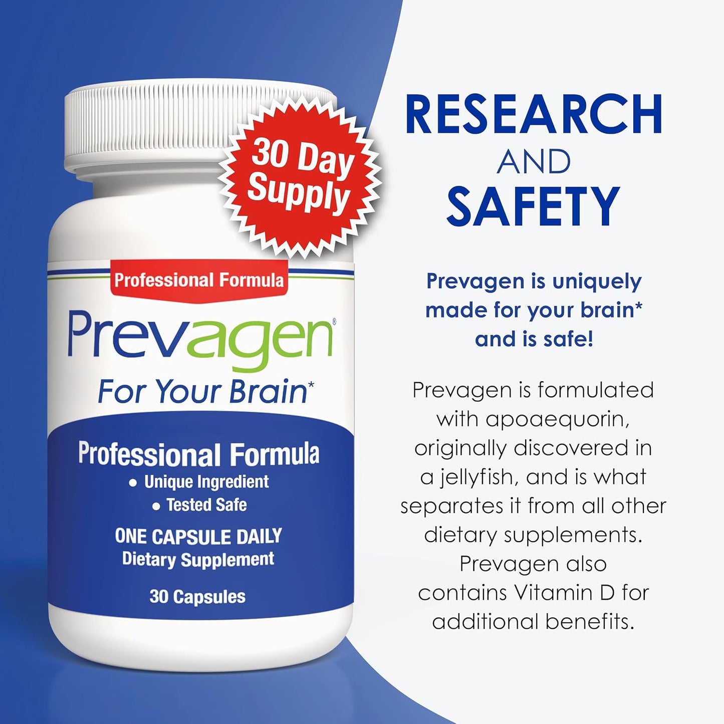 Prevagen Professional Formula - 30 Capsules (30-Day Supply) - Brain Food Supplement with Apoaequorin and Vitamin D3 - görsel 9