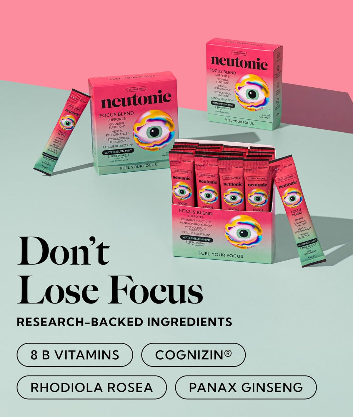 Neutonic Nootropic Focus Blend – Watermelon Mint (16 Sticks) - görsel 2