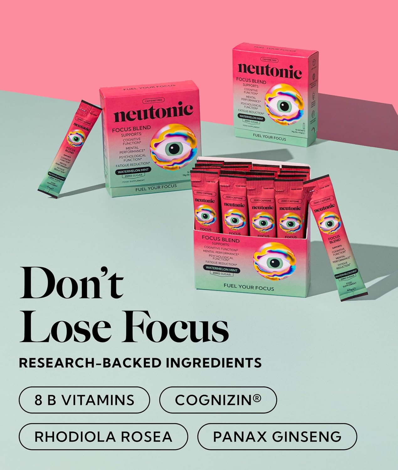 Neutonic Nootropic Focus Blend – Watermelon Mint (16 Sticks) - görsel 2
