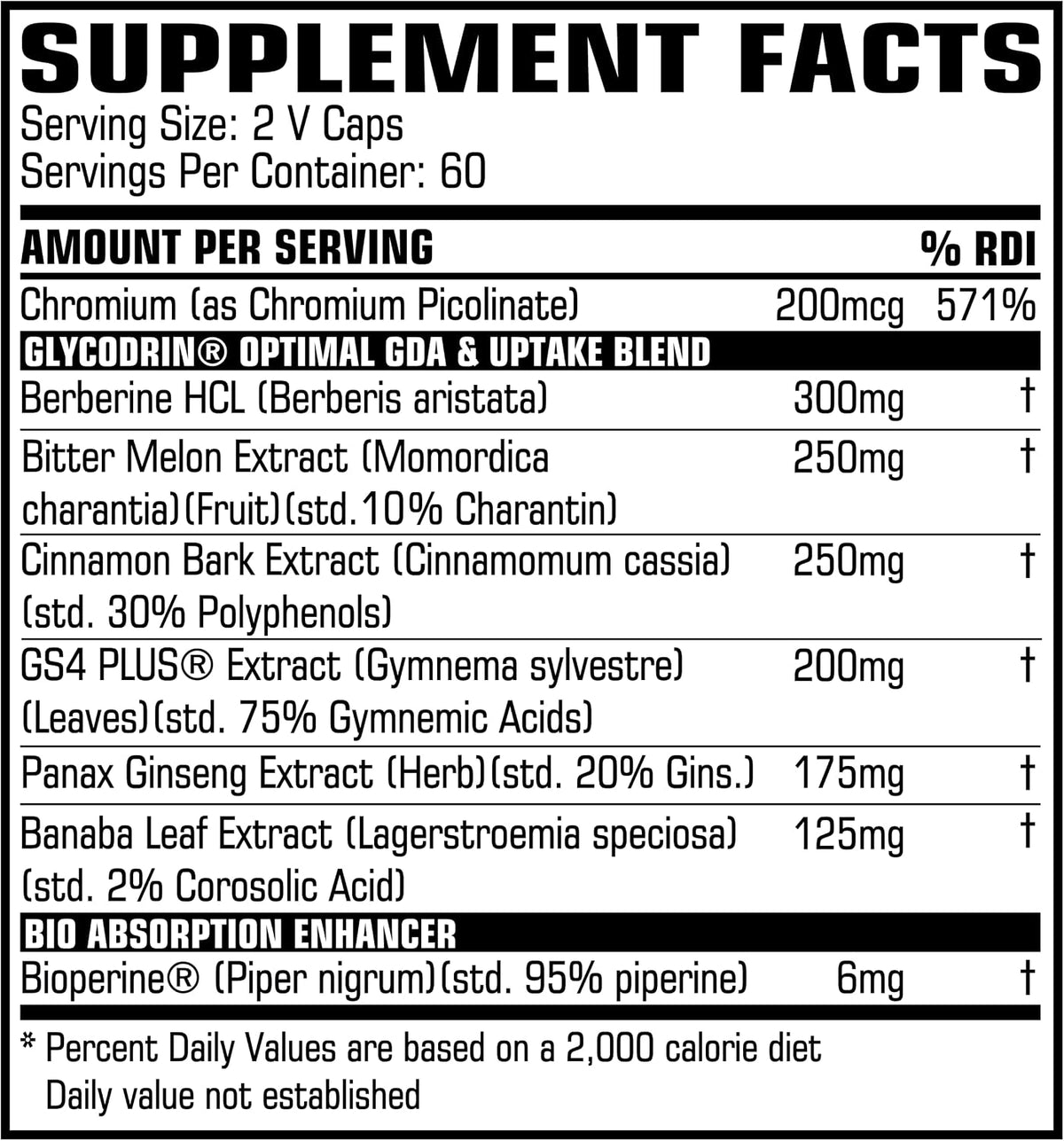 PROCCOR GLYCODRIN - GDA with Berberine, Cinnamon, Banaba, Bittermelon, Panax Ginseng, GS4 Plus and More; 120 Vegan Capsules (60 Servings) - görsel 2
