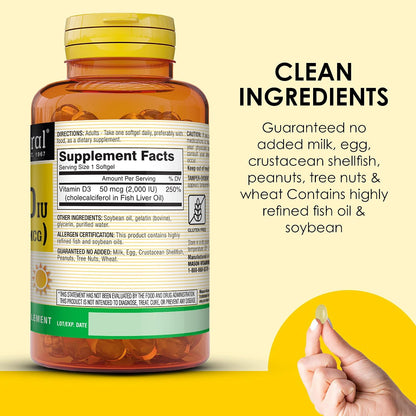 MASON NATURAL Vitamin D3 2,000 IU High Strength, 120 Softgels