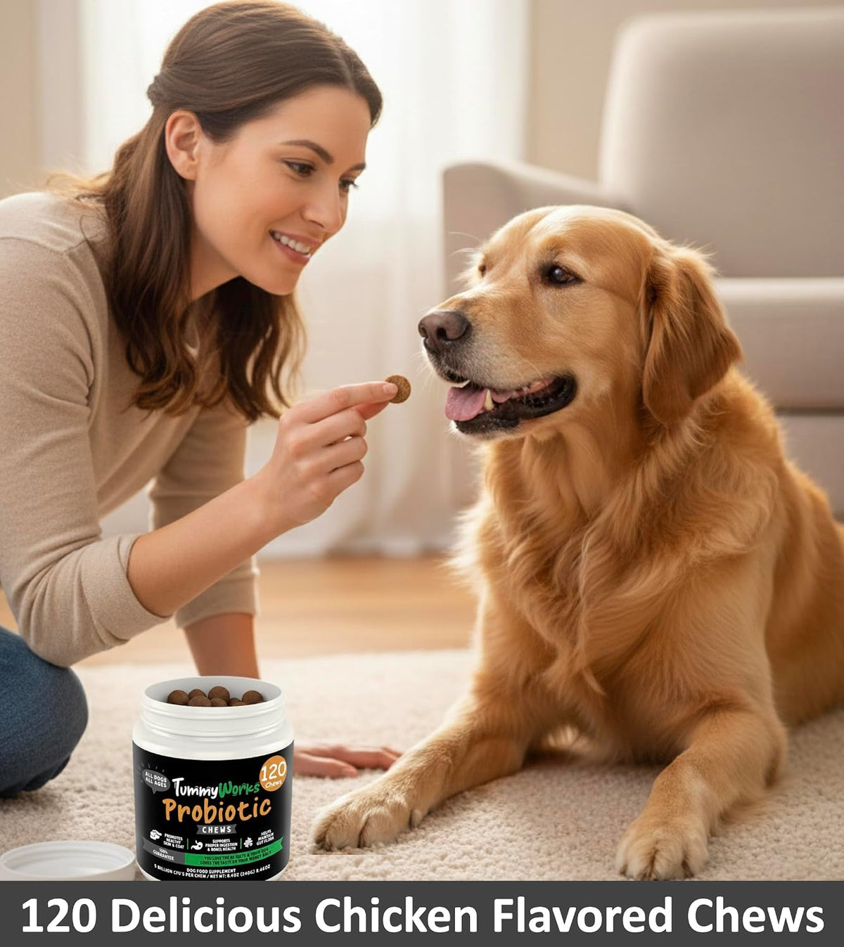 TummyWorks Probiotics for Dogs – 120 Soft Chews for Digestive Health & Immunity - görsel 4