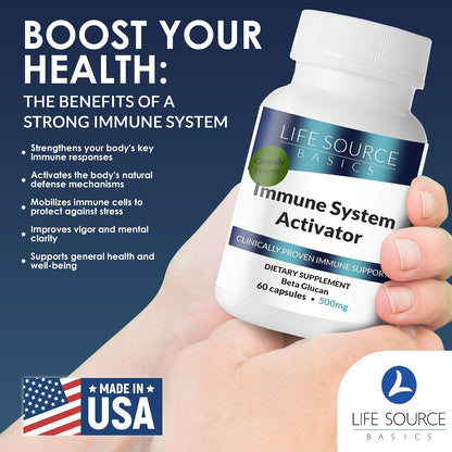 Life Source Basics Immune Support Activator - High-Purity Beta 1,3/1,6 Glucan - 500 mg, 60 Capsules