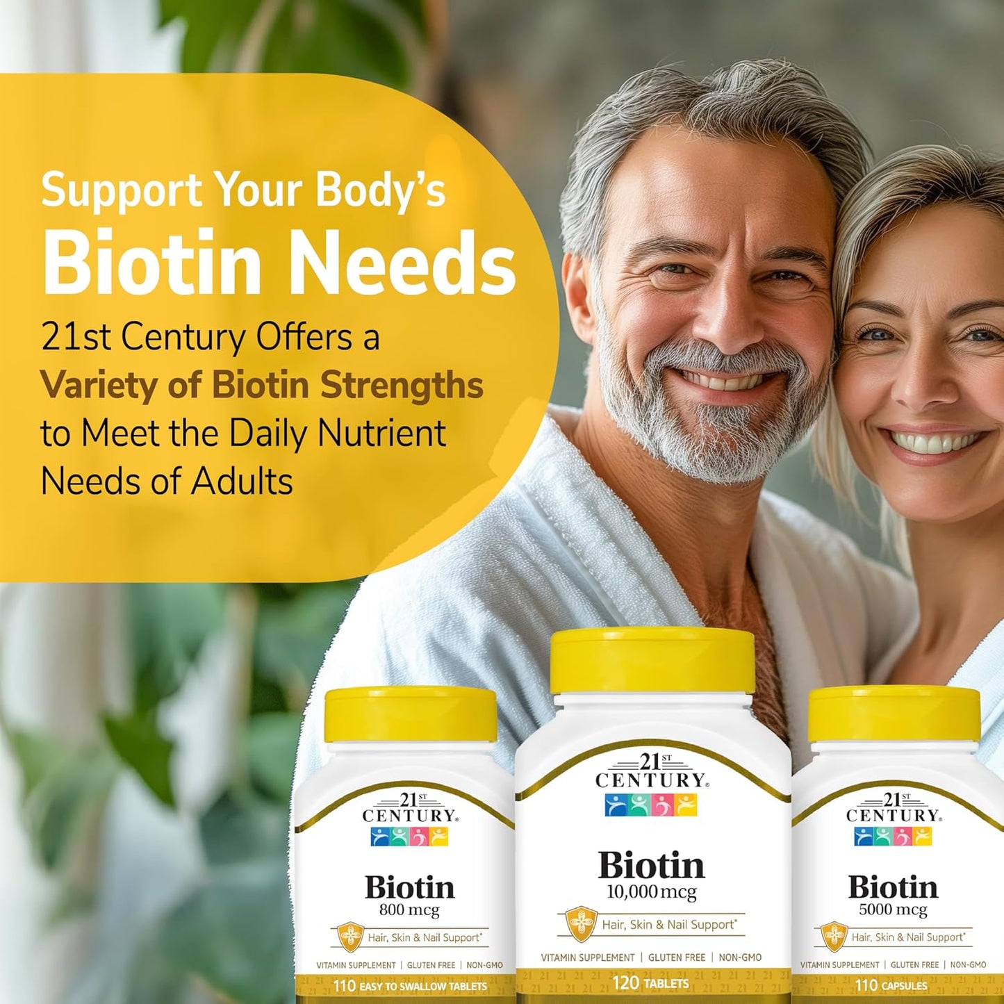 21st Century Biotin 10,000 mcg Tablets – High Potency Vitamin B7 Supplement - görsel 6