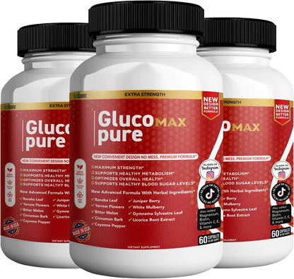 Gluco Max Pure Ultra Dietary Supplement, 60 Capsules, Maximum Strength, Supports Healthy Blood Sugar Levels, Optimises Overall Health (5)