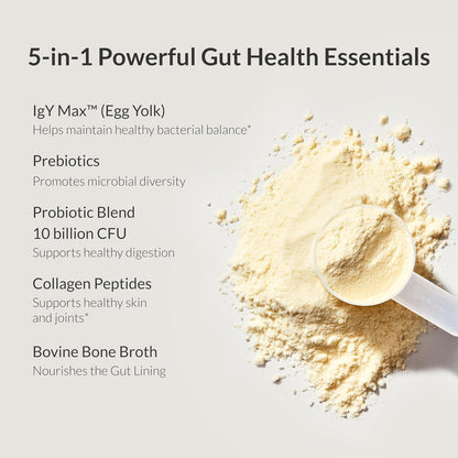 Microbiome Breakthrough Gut Support Powder – Vegetarian Vanilla – with Probiotics, Prebiotics and IgY Max – 30 Servings