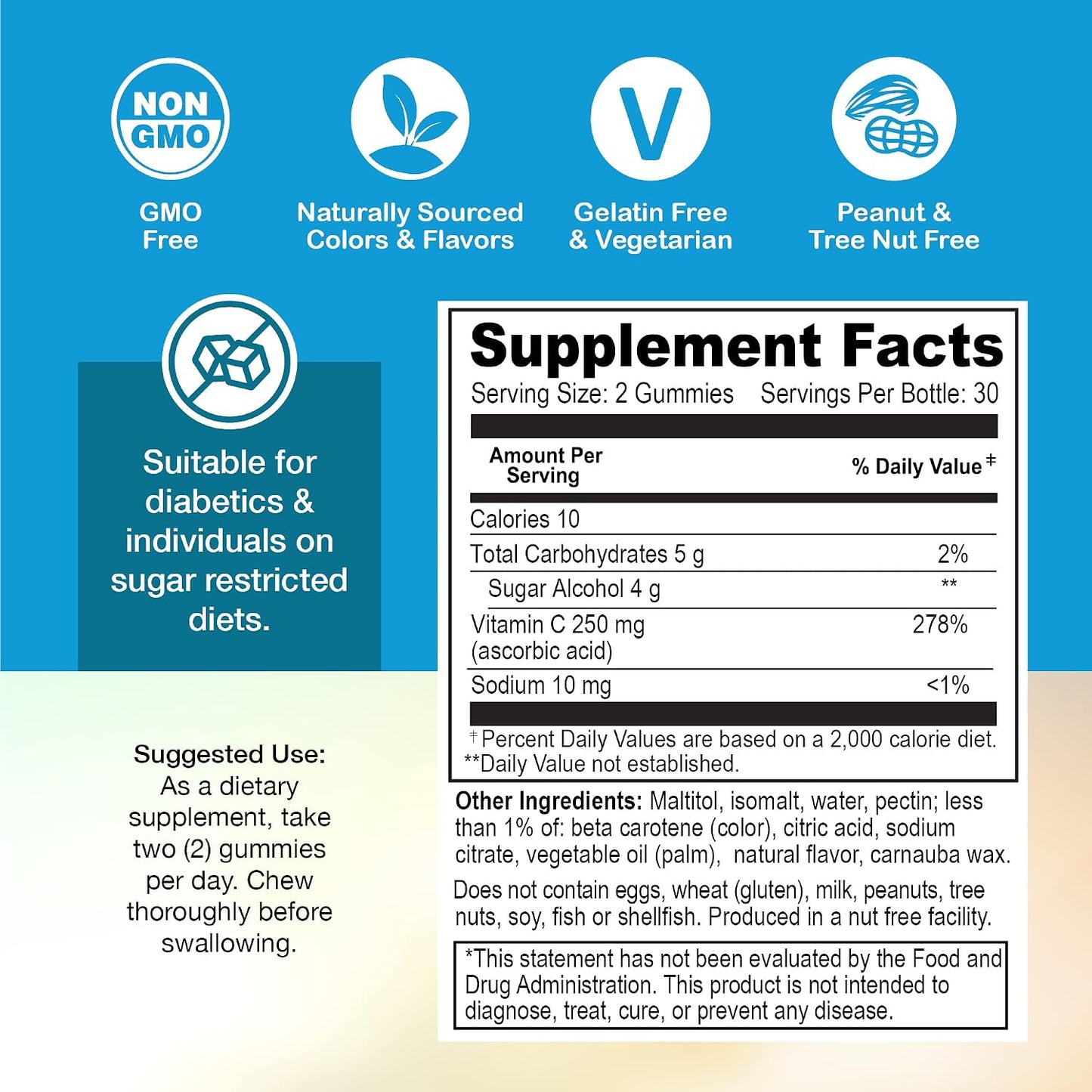 Yum-Vs Zero Sugar Vitamin C Gummies – 250 mg – 60 Count - görsel 3