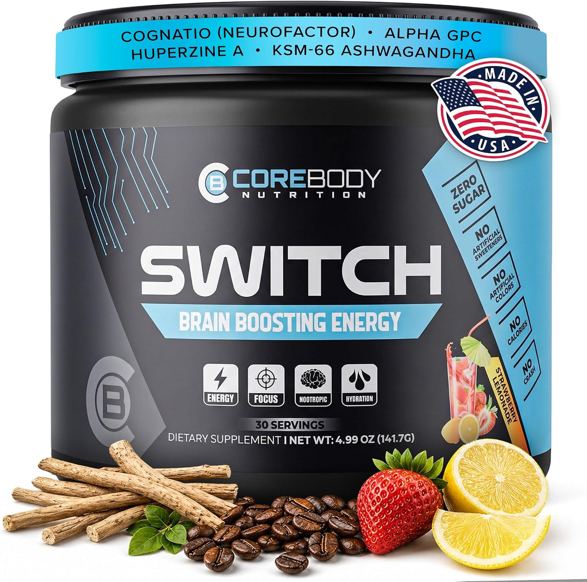 Switch Nootropic Brain Supplement - Memory & Focus Drink Mix, Sugar-Free - görsel 1