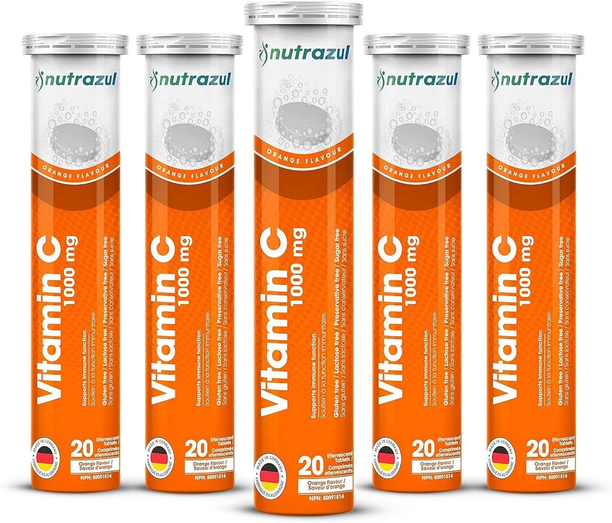 nutrazul Vitamin C 1000mg Effervescent Tablets, Orange Flavour, 20 Count (Pack of 3) - görsel 9
