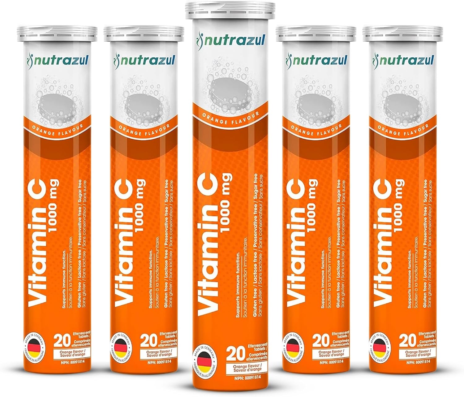 nutrazul Vitamin C 1000mg Effervescent Tablets, Orange Flavour, 20 Count (Pack of 3) - görsel 9