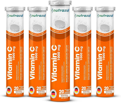 nutrazul Vitamin C 1000mg Effervescent Tablets, Orange Flavour, 20 Count (Pack of 3)