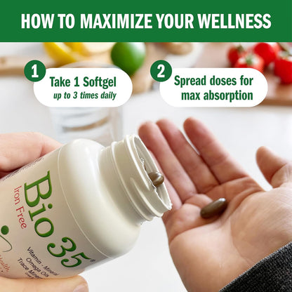 Bio-35 High Potency Multivitamin & Mineral Supplement with Omega-3s and Enzymes – 300 Softgels