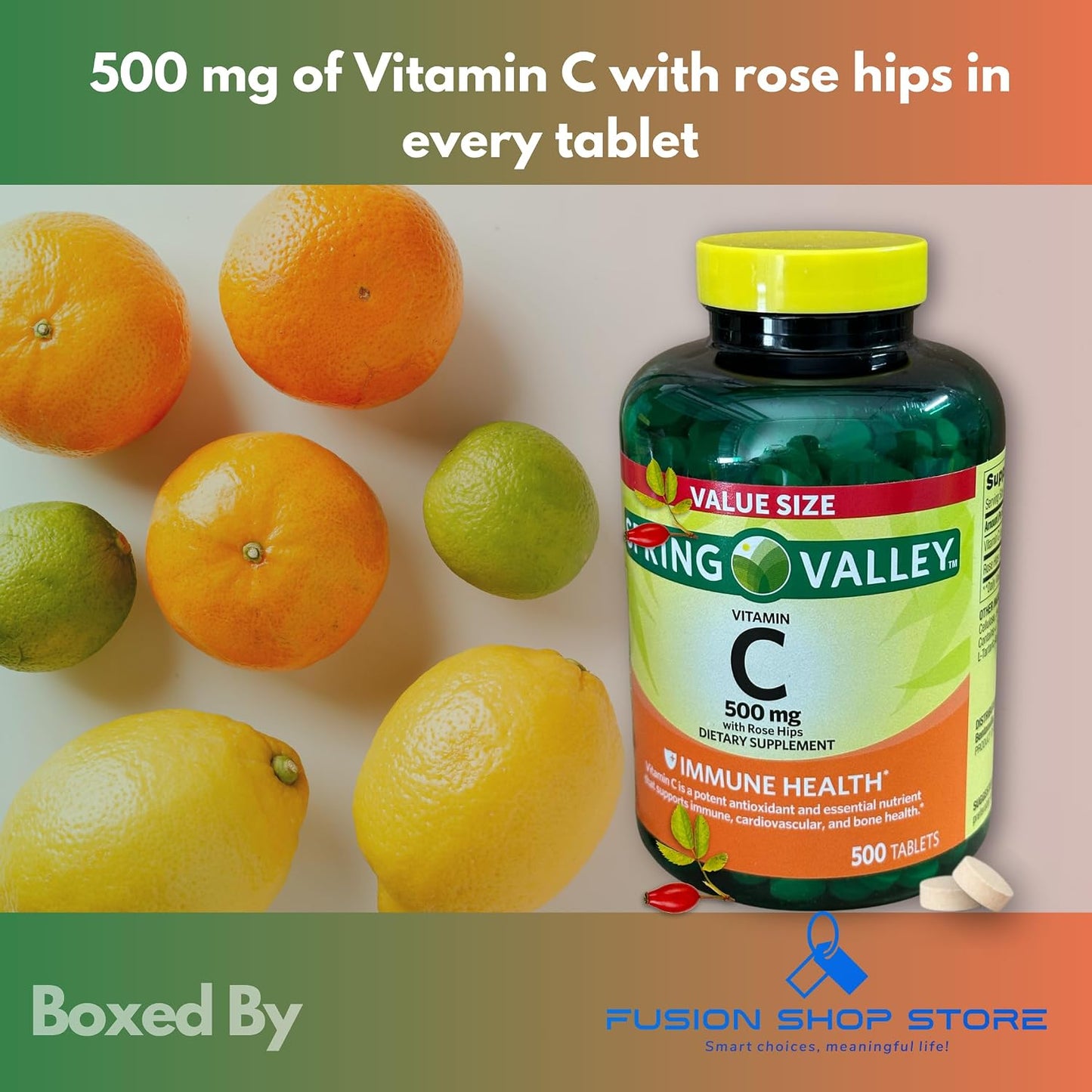 Vitamin C 500 mg with Rose Hips, 500 Tablets - görsel 4