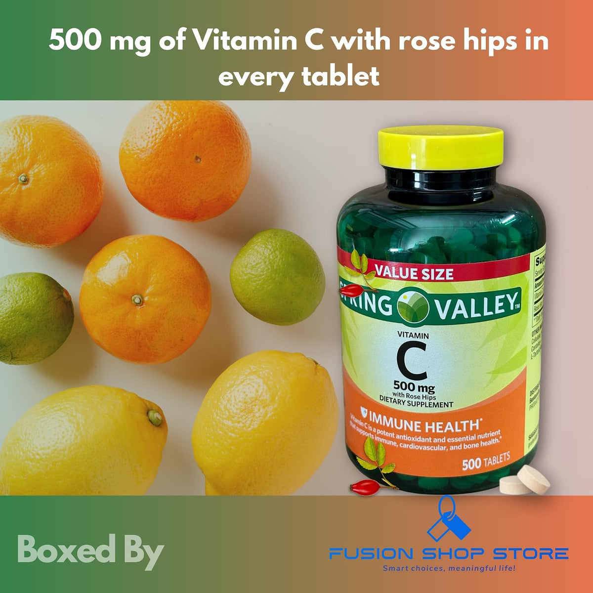 Vitamin C 500 mg with Rose Hips, 500 Tablets - görsel 4