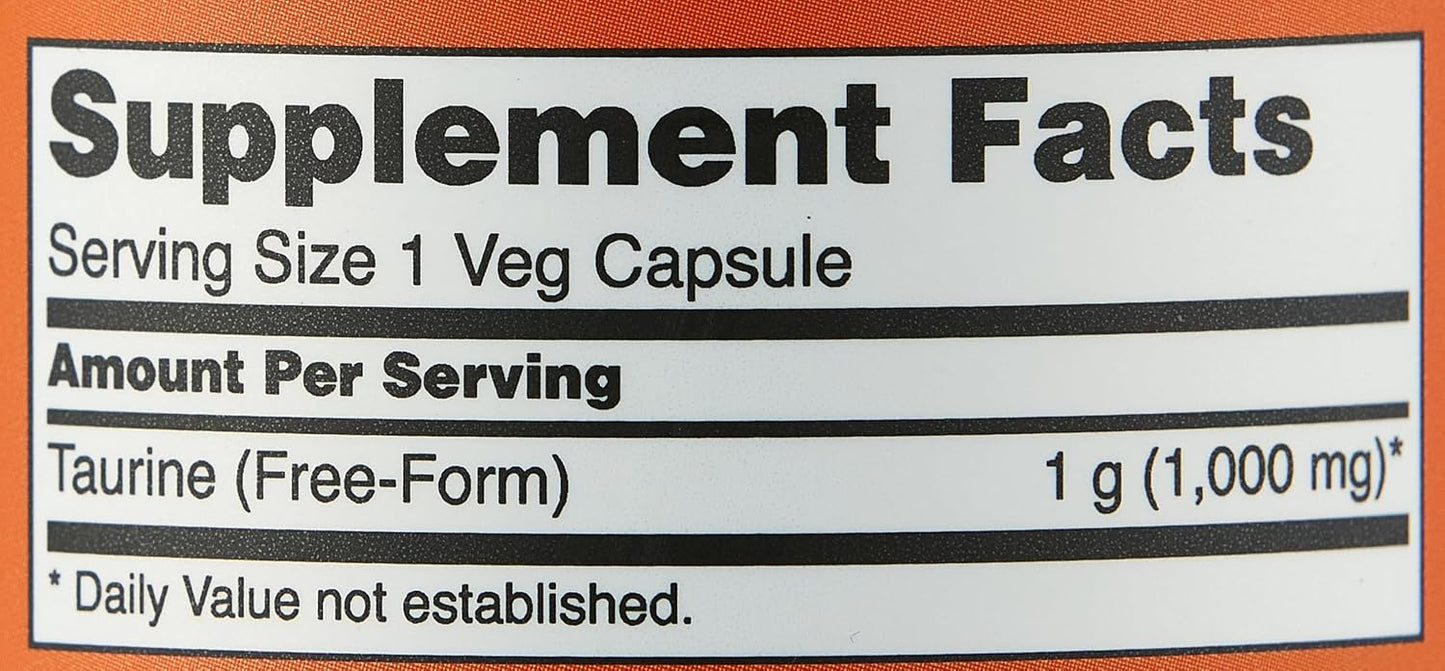 NOW Foods Double Strength Taurine, 1000 mg, 100 Vegan Capsules - görsel 3