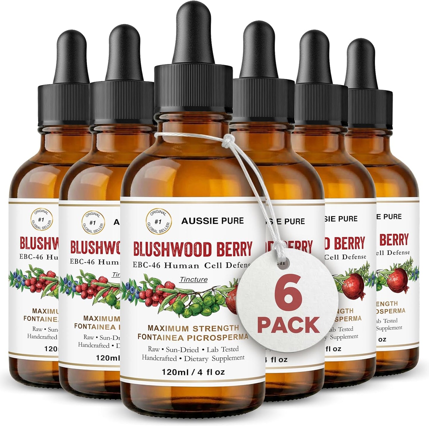 Blushwood Berry EBC-46 Maximum Strength Immune and Cell Support Tincture – Alcohol-Free Glycerine Formula – 6 x 120ml Bottles - görsel 1