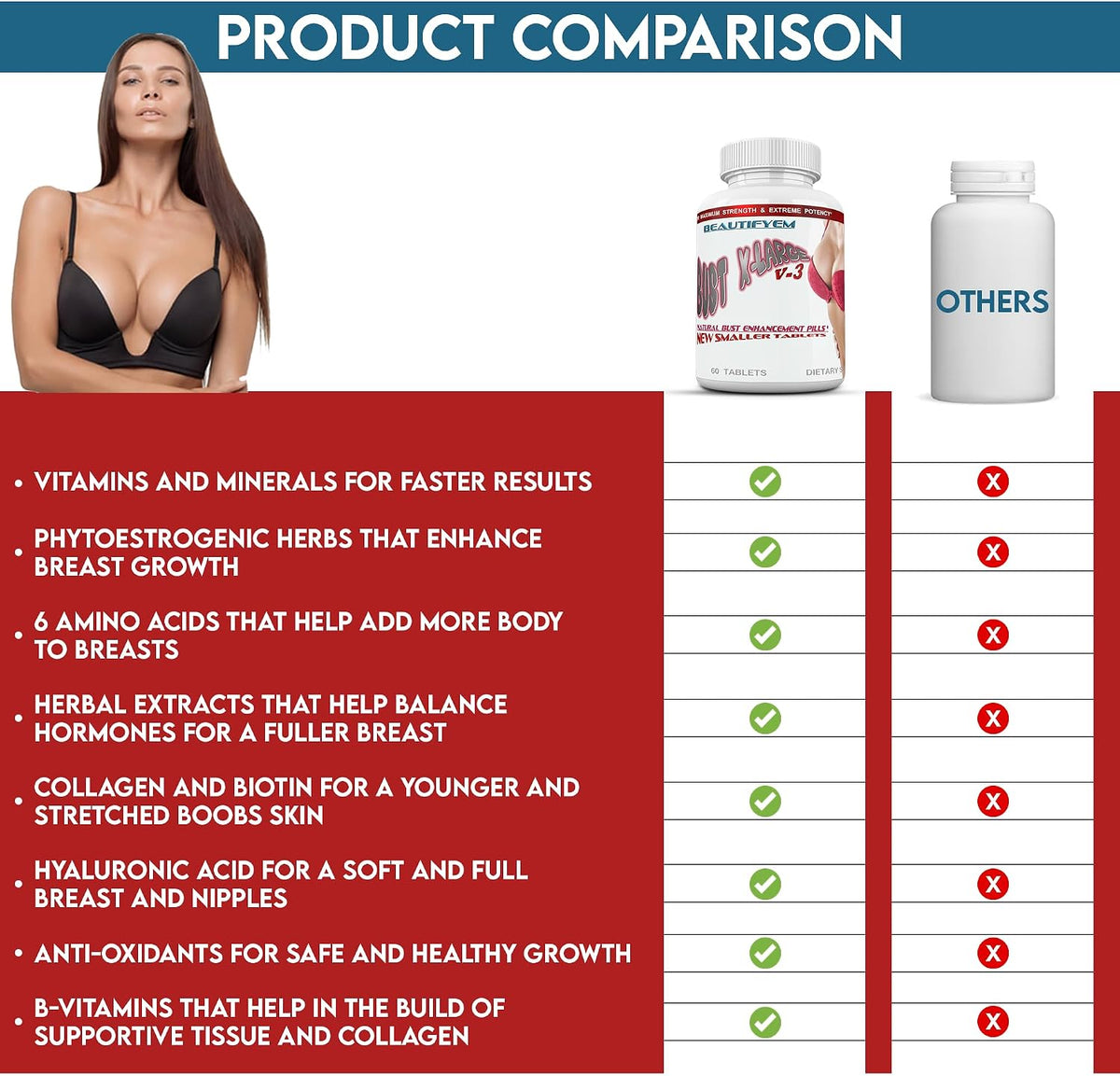 Bust X-Large Breast Enhancement Pills – Herbal Supplement for Bust Support - görsel 4