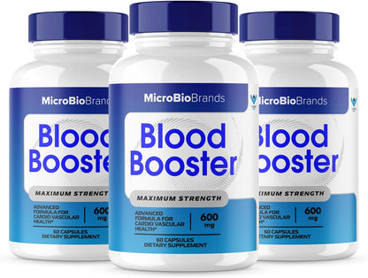 Microbio Blood Booster – Natural Blood Flow Support Supplement (3 Pack, 180 Capsules)