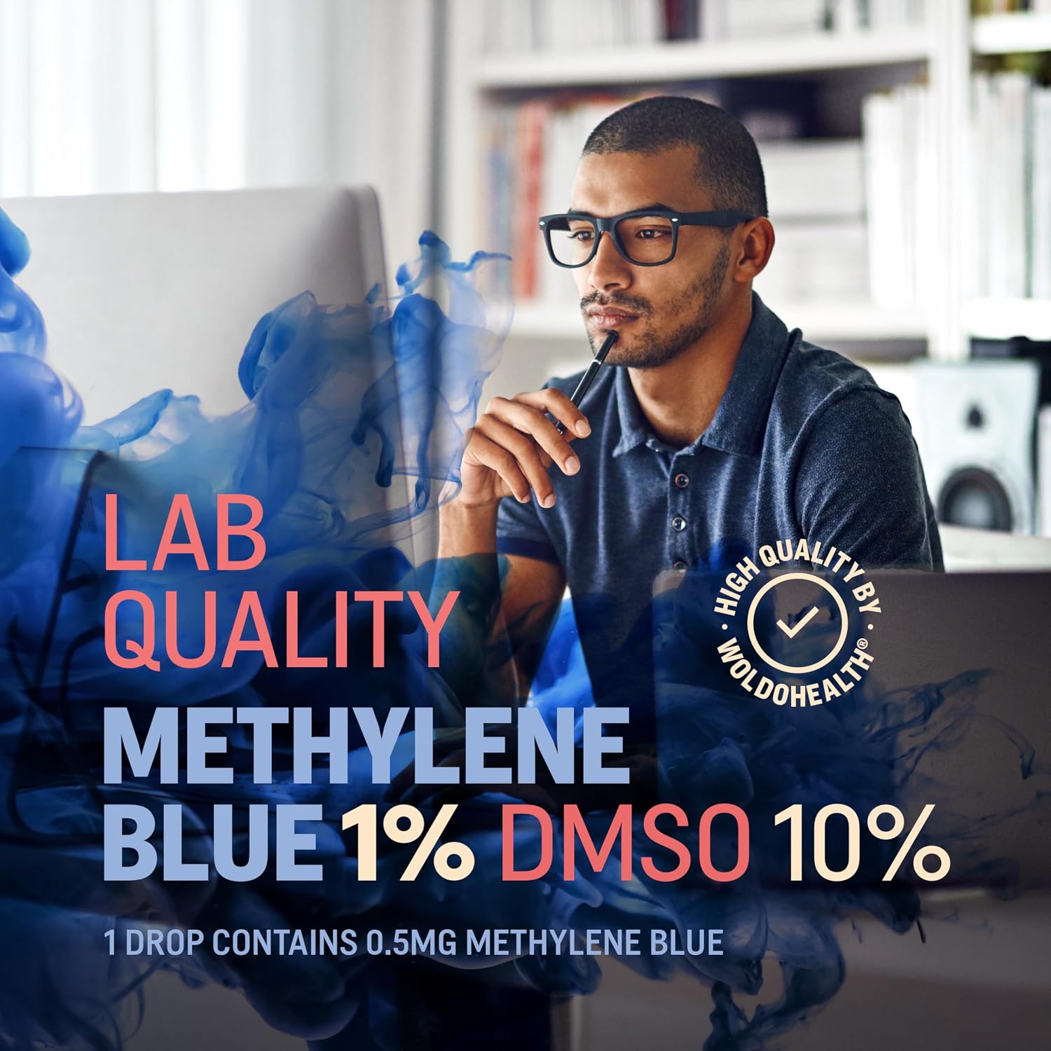 WoldoHealth DMSO 10% with Methylene Blue 1% - 3.4oz Amber Glass Bottle with Precision Dropper - görsel 2