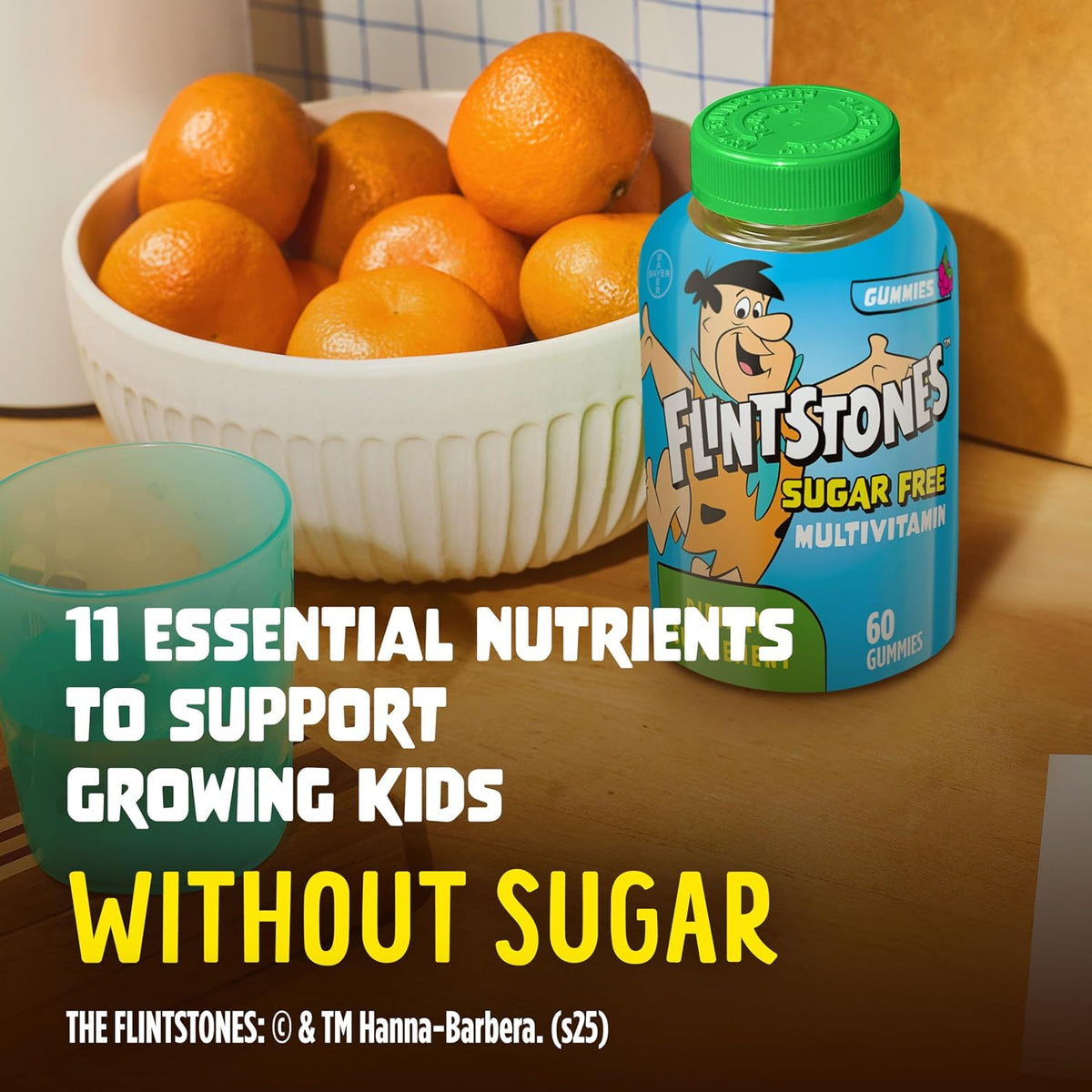 Flintstones Multivitamins for Kids, Sugar Free Kids Multivitamin Gummies, with Vitamins A, C, E, B6 & B12, Raspberry Flavour, 60 Count - görsel 1