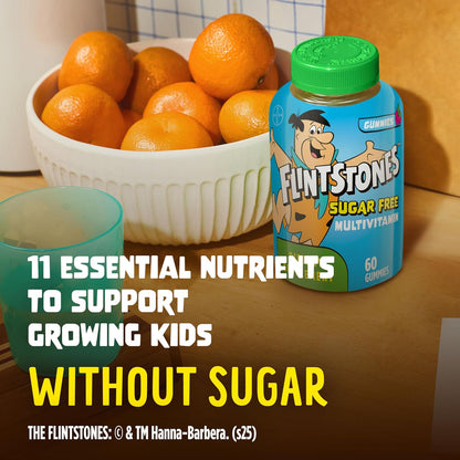 Flintstones Multivitamins for Kids, Sugar Free Kids Multivitamin Gummies, with Vitamins A, C, E, B6 & B12, Raspberry Flavour, 60 Count