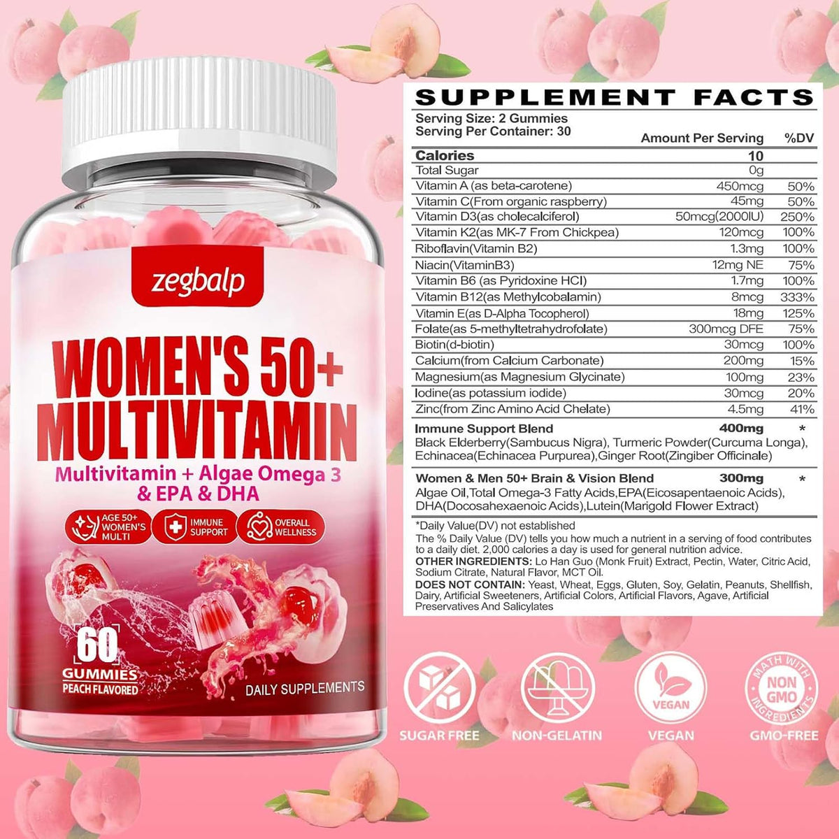 ZEGBALP Sugar-Free Women's Multivitamin 50+ Gummies - görsel 2