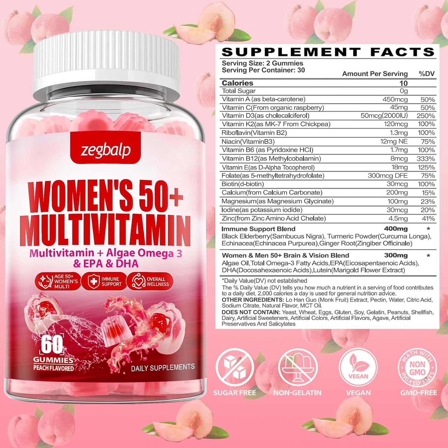 ZEGBALP Sugar-Free Women's Multivitamin 50+ Gummies - görsel 2