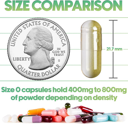XPRS Nutra Size 0 Empty Gelatine Capsules – 500 Count for DIY Supplement Filling (Silver)