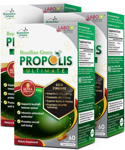 LABO Nutrition Brazilian Green Propolis Ultimate 3-Pack – 180 Vegan Capsules