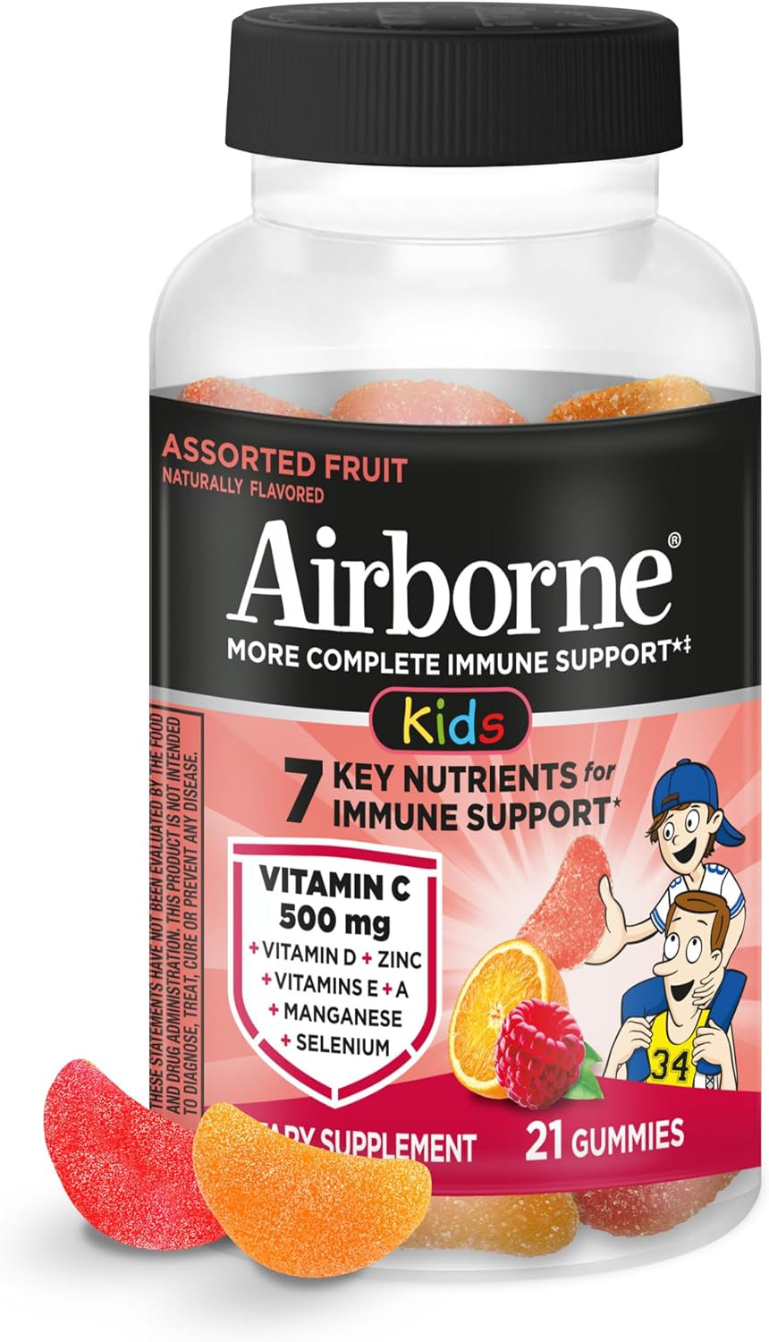 Airborne Kids Immune Support Gummies, Mixed Fruit Flavour, 21 Count - görsel 1